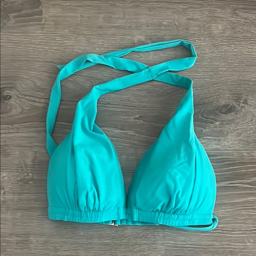 Sunsets Teal Halter Bikini Top E cup